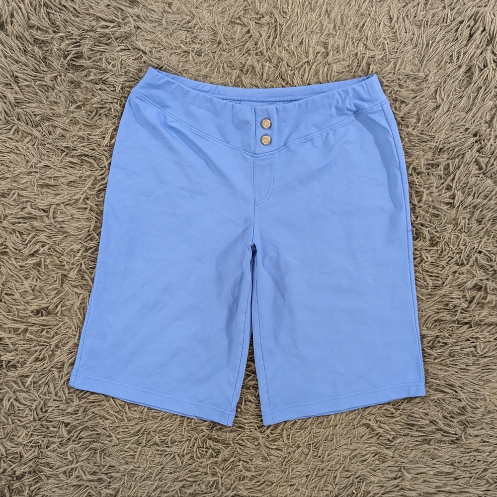 Athleta Shorts Women's Small Blue Bermuda Pull On Nylon Stretch